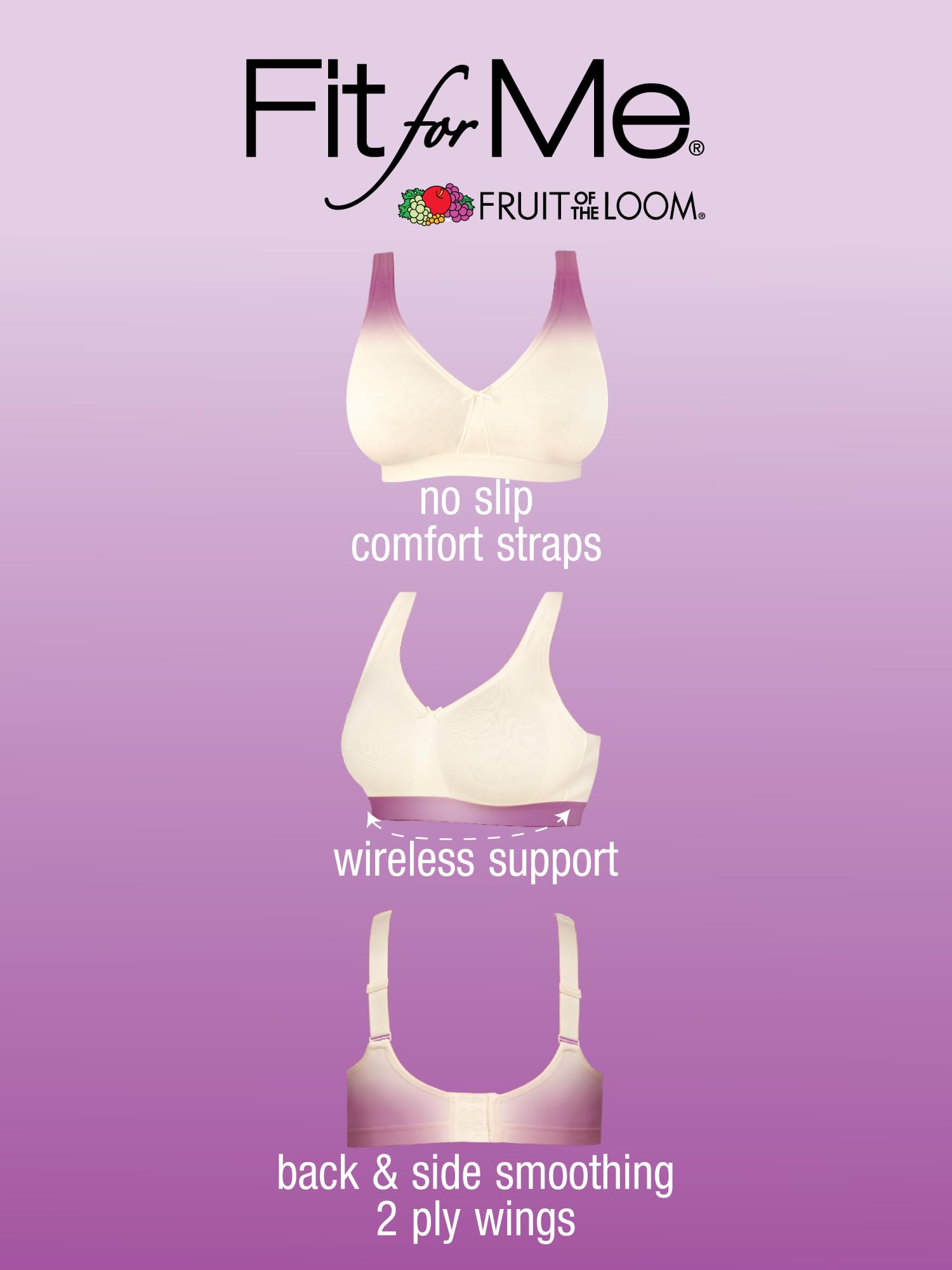 Fruit of the Loom Women's Plus Size Wireless Cotton Bra, Heather Grey, 42G