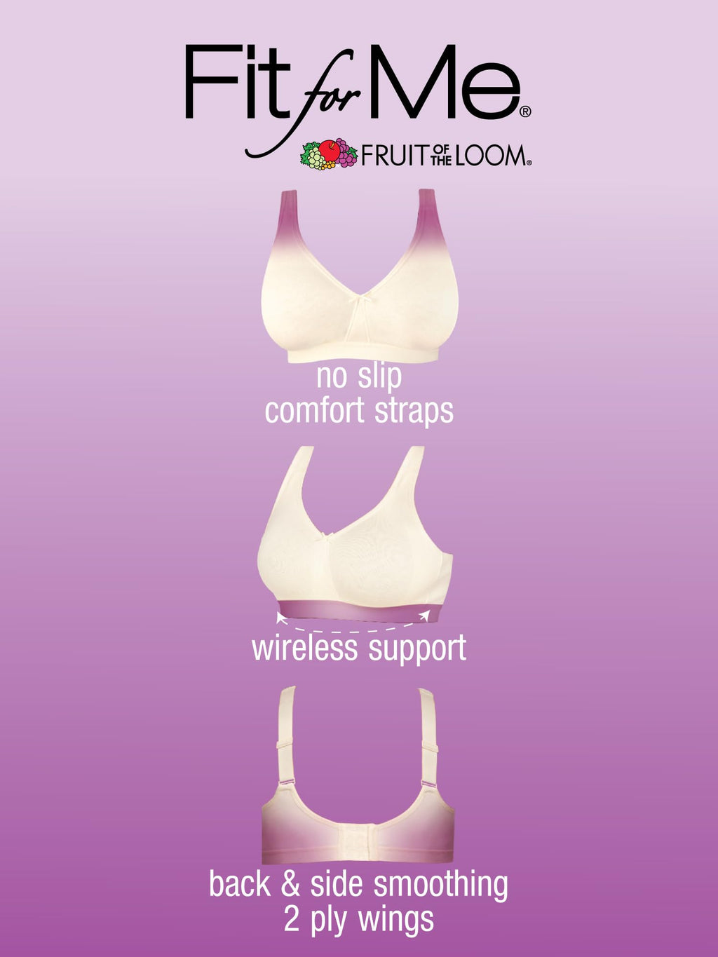Fruit of the Loom Women's Plus Size Wireless Cotton Bra, Grey, 38C
