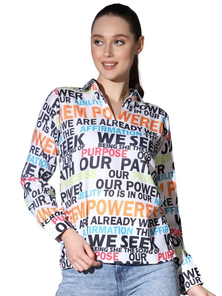 Leriya Fashion WomenS Rayon Regular Fit Western Tops | With Hoodie Neck & Long Sleeve | Stylish Alphabetical Print Comfortable 