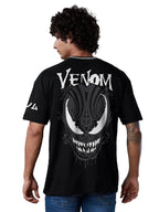 The Souled Store Official Marvel: Venom Men Oversized T-Shirts Black