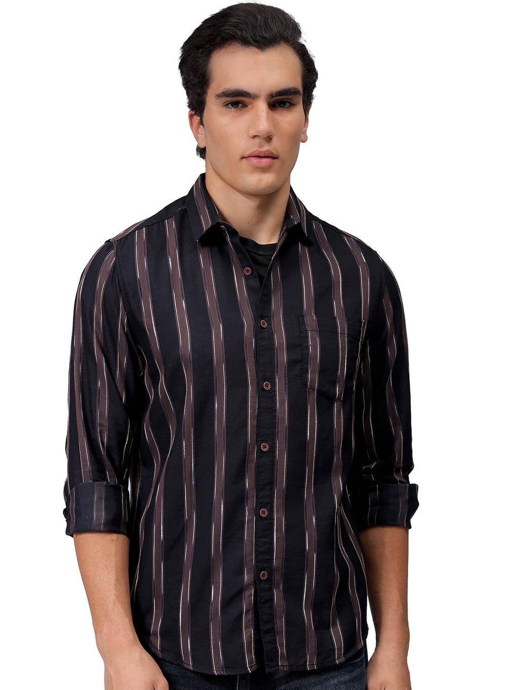 The Indian Garage Co Mens Slim Fit Striped Shirt