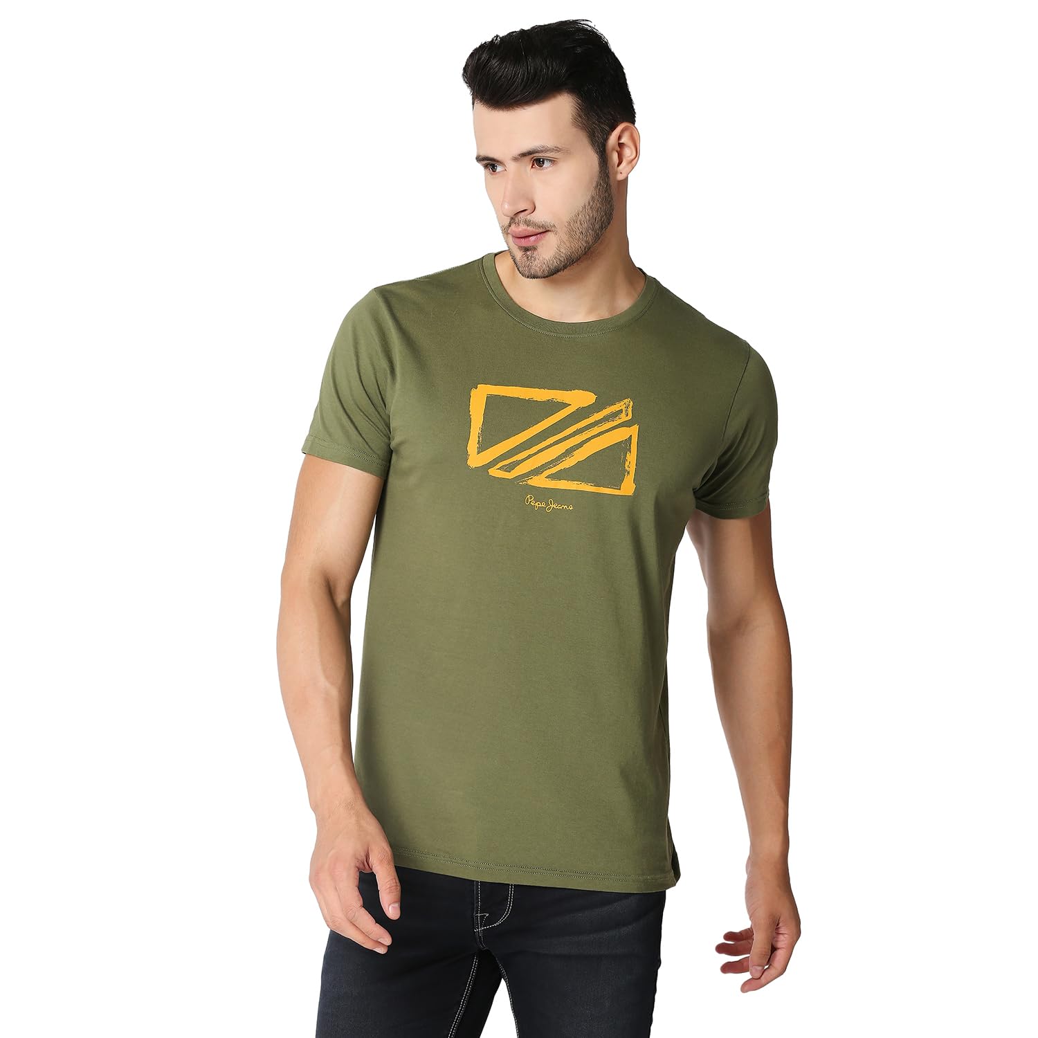 Pepe Jeans MenS Graphic Fitted T-Shirt (Pm508659_Olive S)