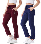 Modeve  Women Cotton Blend Pack of 2 Track Pant for Summer || Women Lower || Women Pyjama || Lounge Pants_Navy and Wine_X-Large