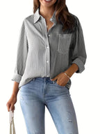Indoprimo Striped Shirt For Women Full Sleeve Stylish Oversize Fit Shirt