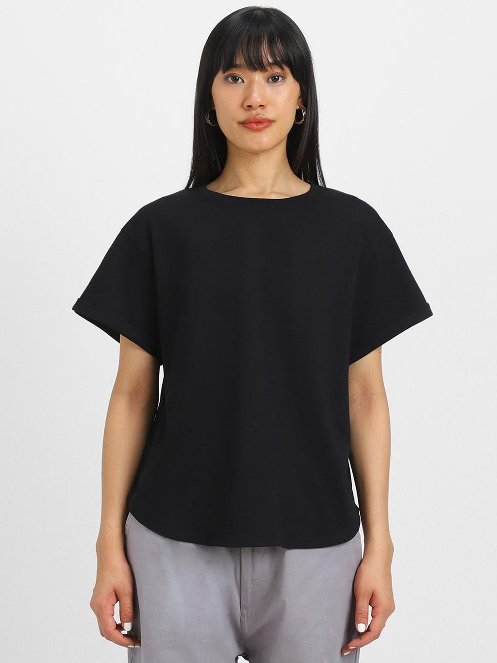 Juneberry Pure 100% Cotton Oversized Loose Baggy Fit Round Neck With Drop Shoulder Lilac & Maroon & Black Half Sleeves Boyfriend
