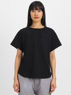 Juneberry Pure 100% Cotton Oversized Loose Baggy Fit Round Neck With Drop Shoulder Lilac & Maroon & Black Half Sleeves Boyfriend