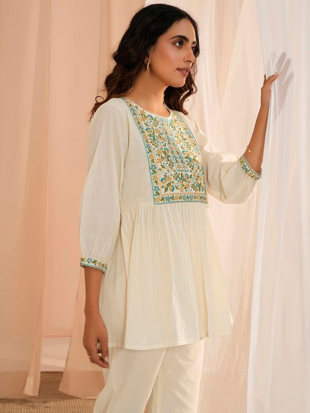 Libas Womens Yoke Design Cotton A-Line Kurti For Women
