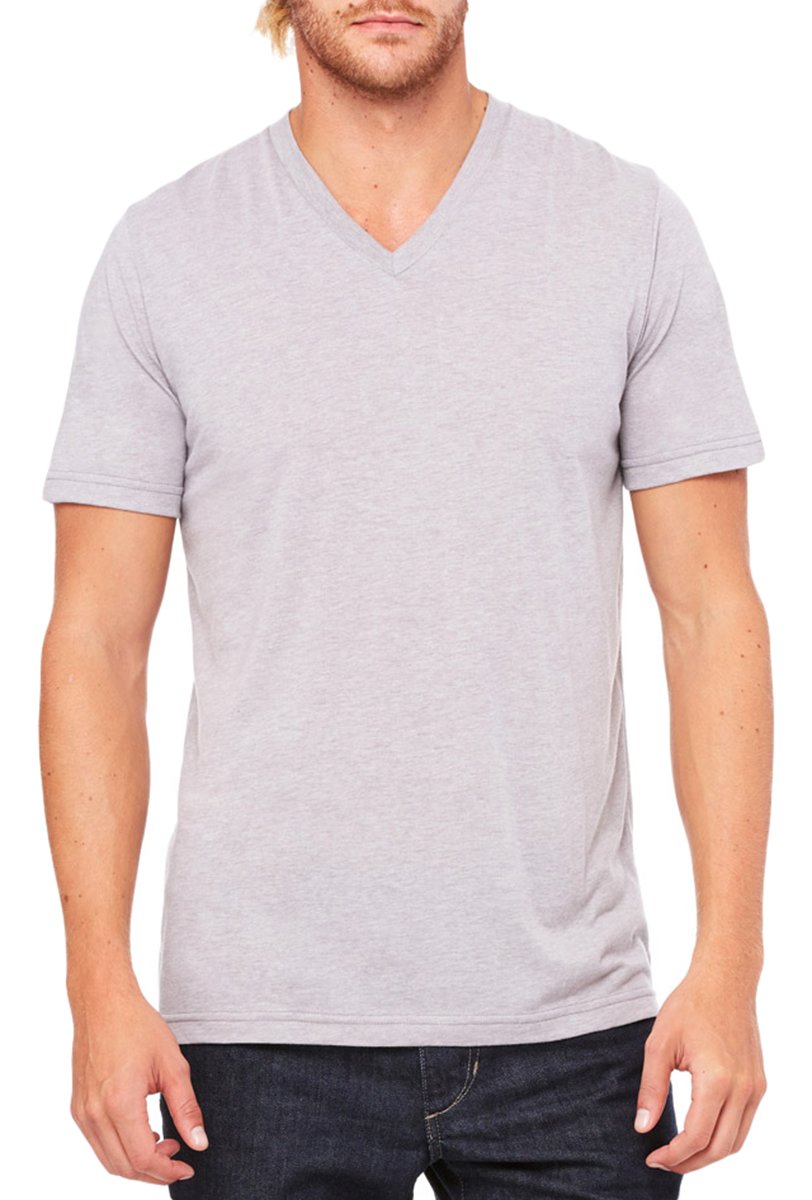 Unisex Triblend V-Neck T-Shirt - BLUE TRIBLEND - S(D0102H7WXZ8)