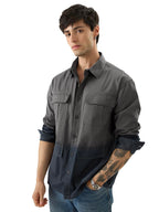 The Souled Store Blue Bonnet Men and Boys Long Sleeves Collared Neck Buttoned Front Regular Fit Cotton Utility Shirts