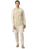 Manyavar MenS Cotton Blend Regular Kurta Set (Shjst102_Cream_S)