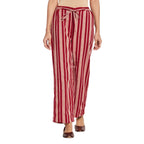 Fabindia Women Nagari Striped Casual Pants Cotton_M Red