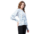 Rare Women Casual SkyBlue Colour V-Neck Solid Regular Top