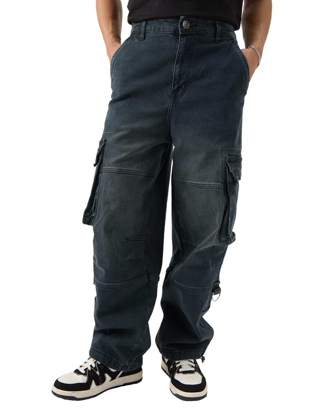 The Souled Store Comfrey Men and Boys Baggy Loose Fit Cotton Blend Utility Cargo Jeans Denim Jeans Crafted with Comfort Fit for 
