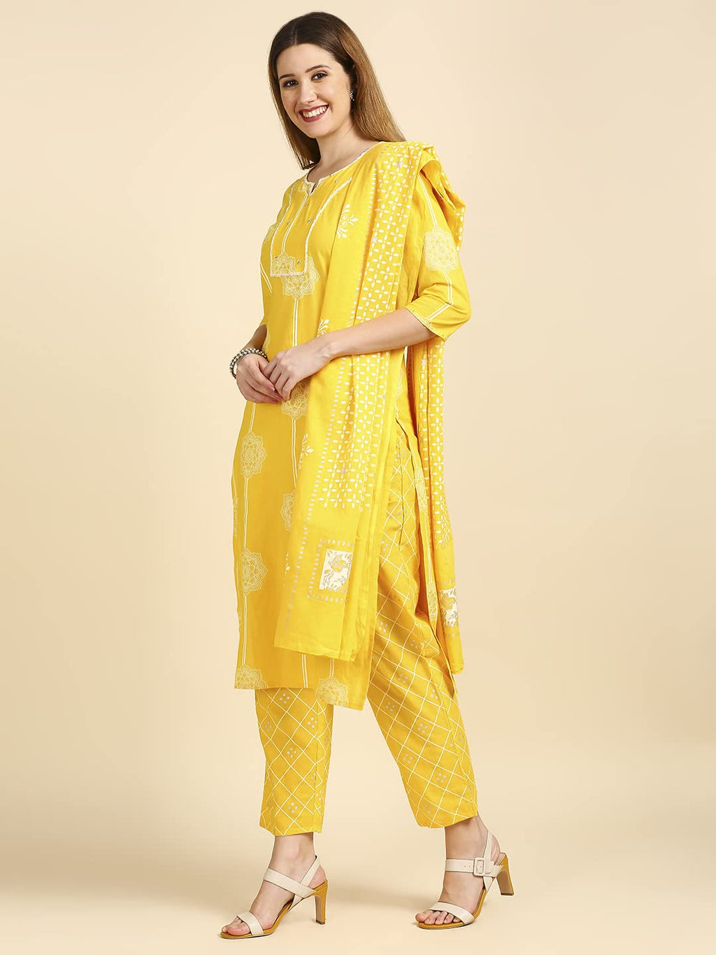 Anubhutee Women'S Pure Cotton Straight Printed Kurta Trousers With Dupatta