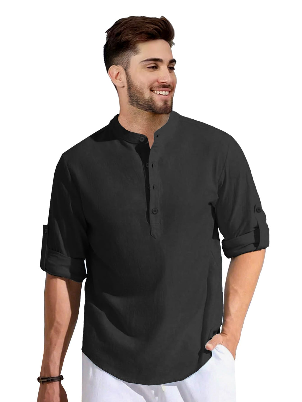 BE ACTIVE Mens Solid Linen Blend Short Kurta with Mandarin Collar || Short Kurta for Men Cotton || Stylish Short Kurta || Short