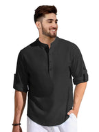 BE ACTIVE Mens Solid Linen Blend Short Kurta with Mandarin Collar || Short Kurta for Men Cotton || Stylish Short Kurta || Short