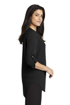 Port Authority Women's 3/4-Sleeve Tunic Blouse, Black, X-Large