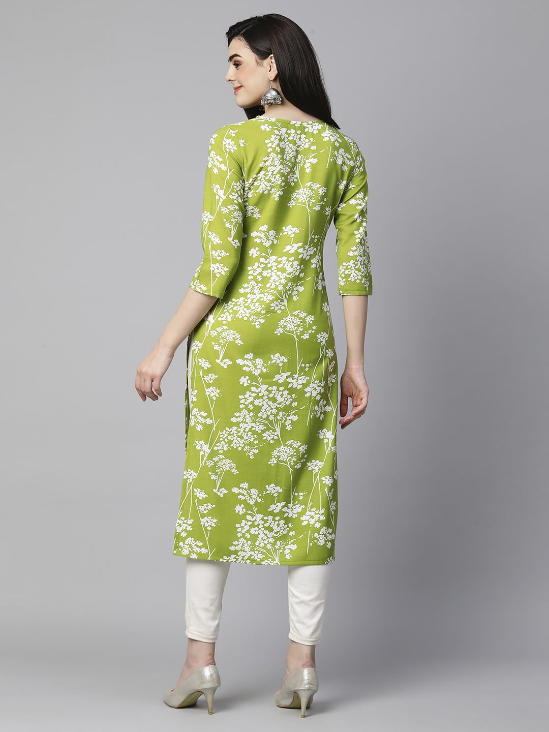 ANNI DESIGNER Womens Cotton Blend Chikankari Embroidered Straight Kurta (Zainab-Green-VGT_XXL_Green_XX-Large)
