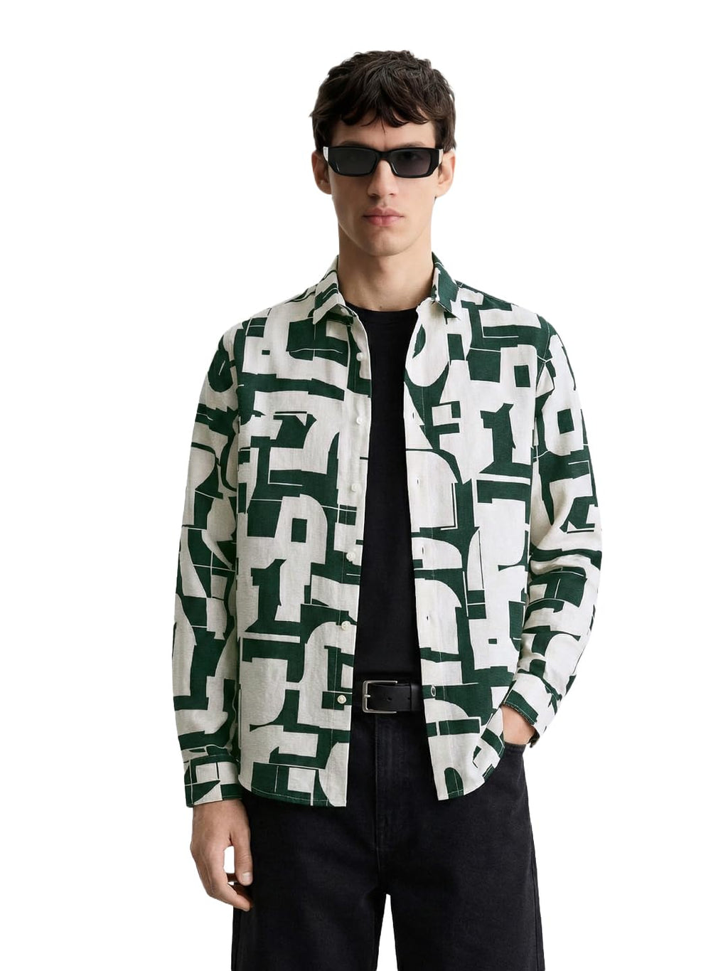 The Indian Garage Co Mens Slim Fit Printed Cutaway Collar Long Sleeves Resort Shirt