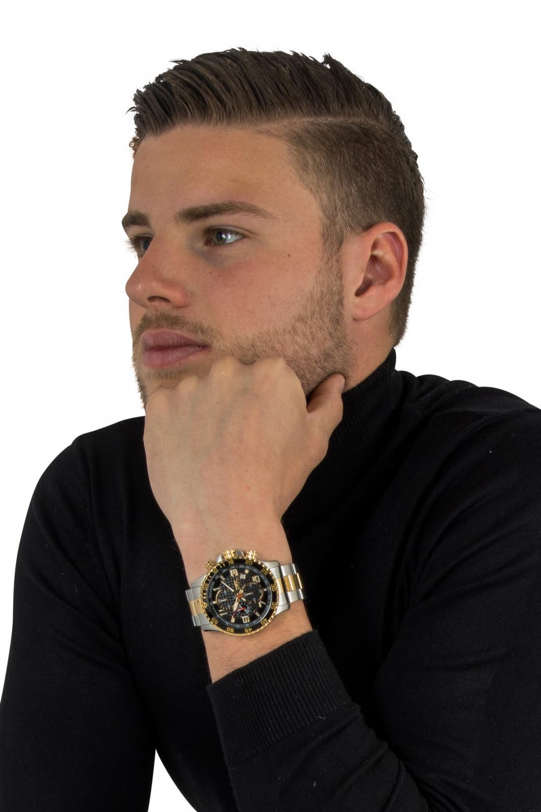 Invicta Men's 14876 Specialty Chronograph Black Textured Dial Two Tone Stainless Steel Watch