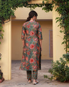 LookMark Womens Latest Printed Cotton Blend Straight Kurta and Pant Set
