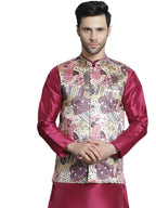 Jompers Mens Printed With Zari Work Nehru Jacket