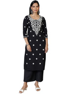 Libas Womens Embroidered Viscose Straight Kurta For Women