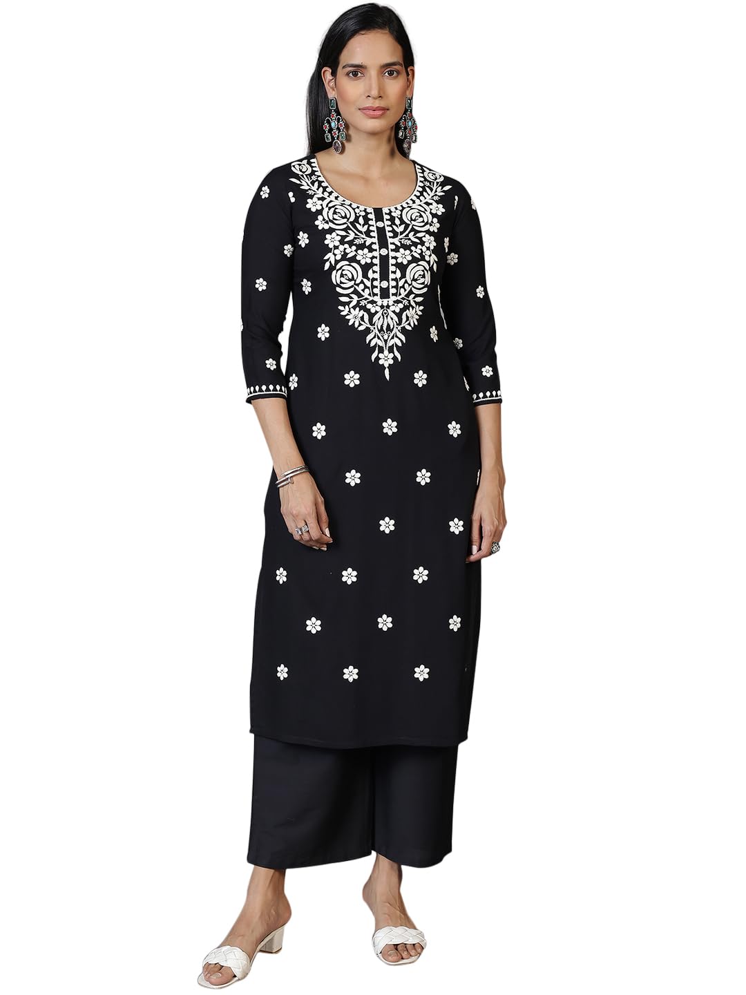 Libas Womens Embroidered Viscose Straight Kurta For Women