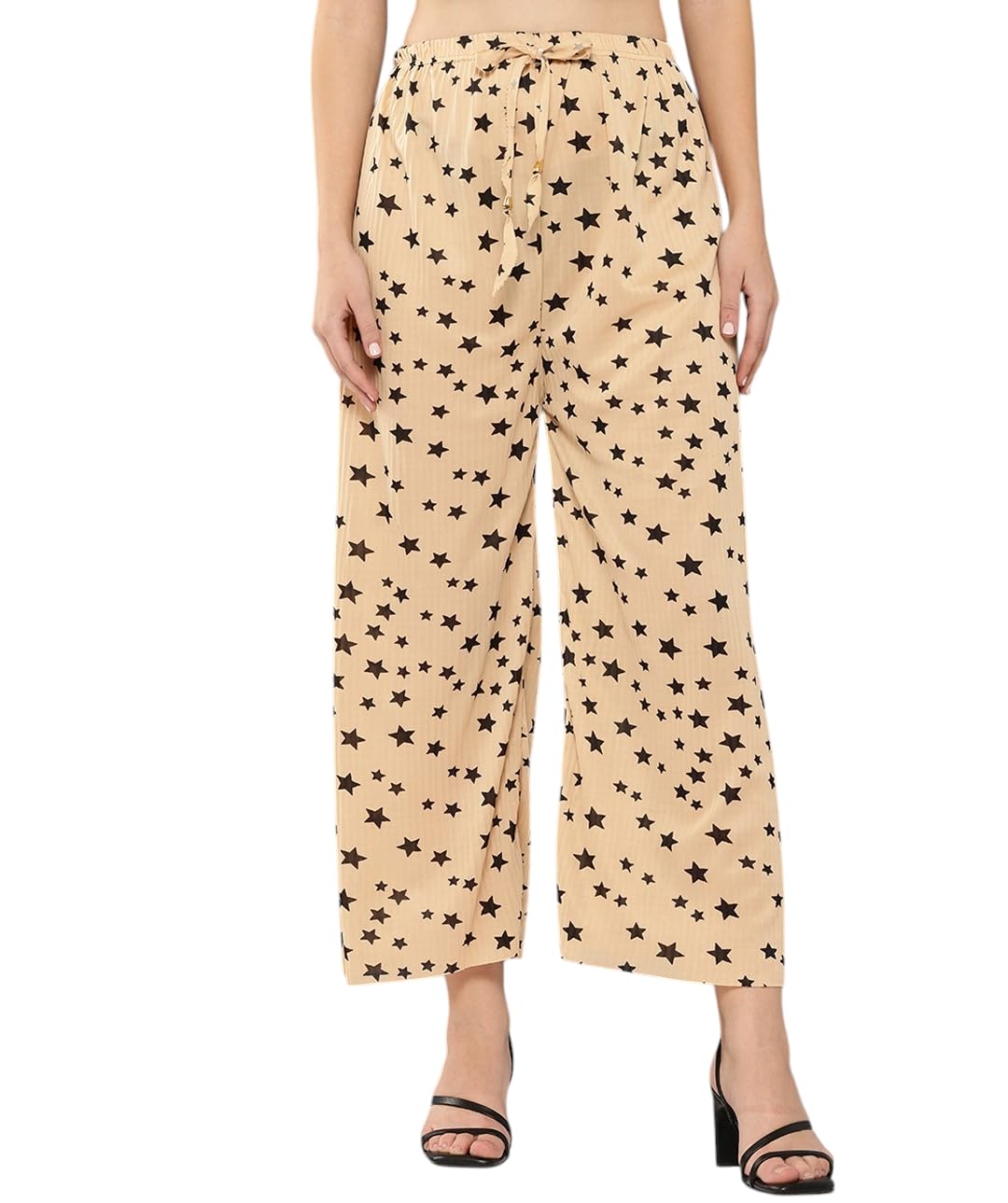 Aarika Girls Casual Beige Colour Printed Nylon Palazzo-(12-15 Years)-(PL-KG-11-BEIGE-L)