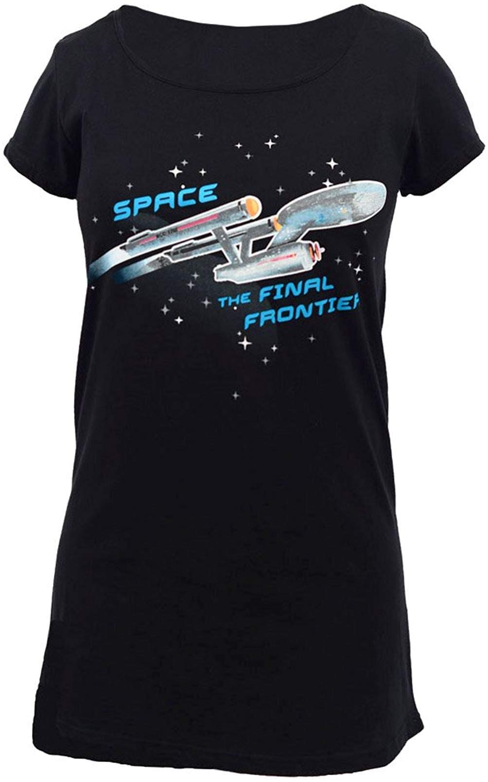 Star Trek Enterprise Ship Glow Ladies Sleep Shirt | Black | Large