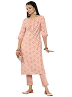 Libas WomenS Silk Printed Straight Kurta (26248_Peach