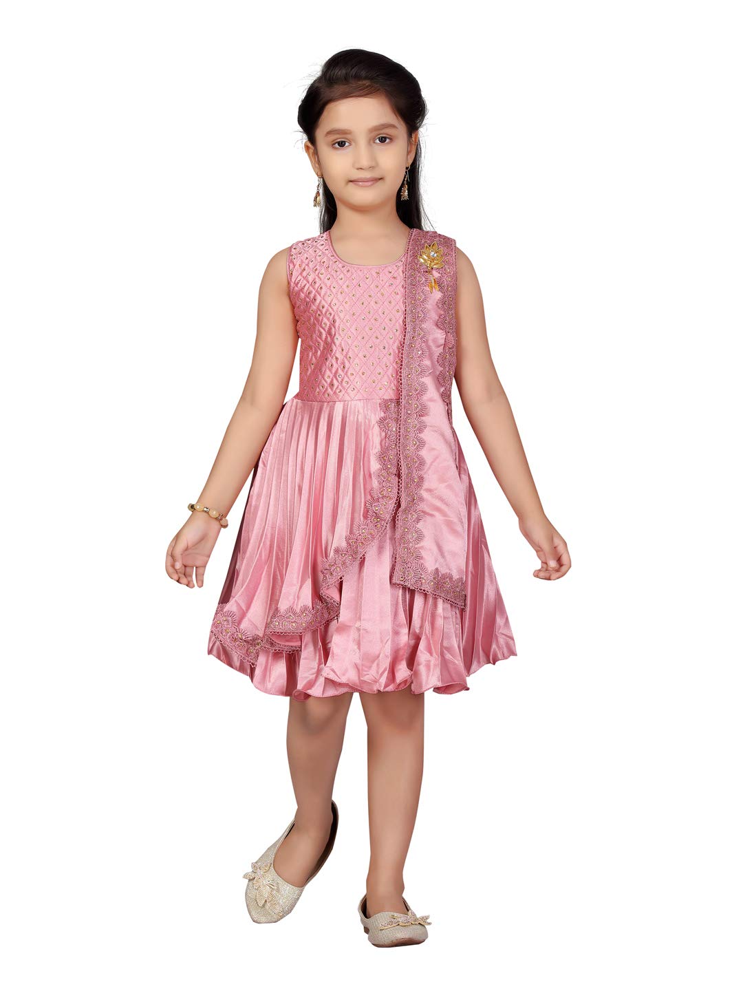 Aarika Silk Fit and Flare Special Occasion Dress (FK-710_Pink_16)