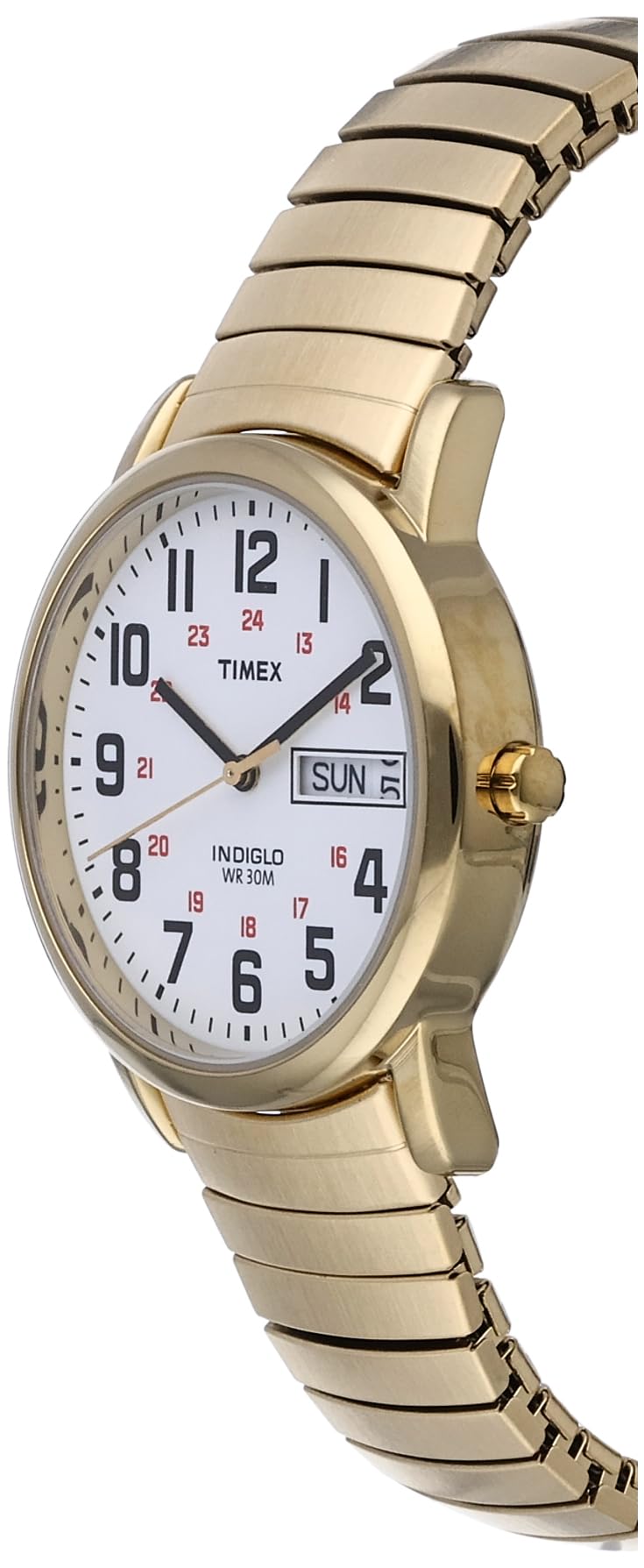 Timex Men's Easy Reader 35mm Day-Date Watch - Gold-Tone Case White Dial with Gold-Tone Expansion Band