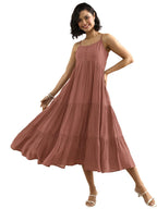 Libas Womens Solid Silk Blend Fit and Flare Dress for Women Mauve