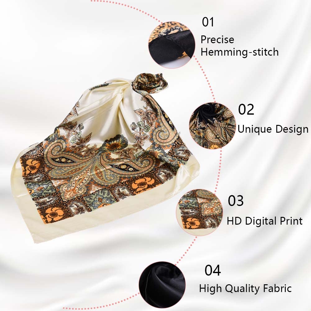 upeilxd 4Pcs Silk Head Scarves for Women Satin Hair Scarf 35   Large Square Bandana Silk Like Neck Scarf Shawl Sleeping Headscar