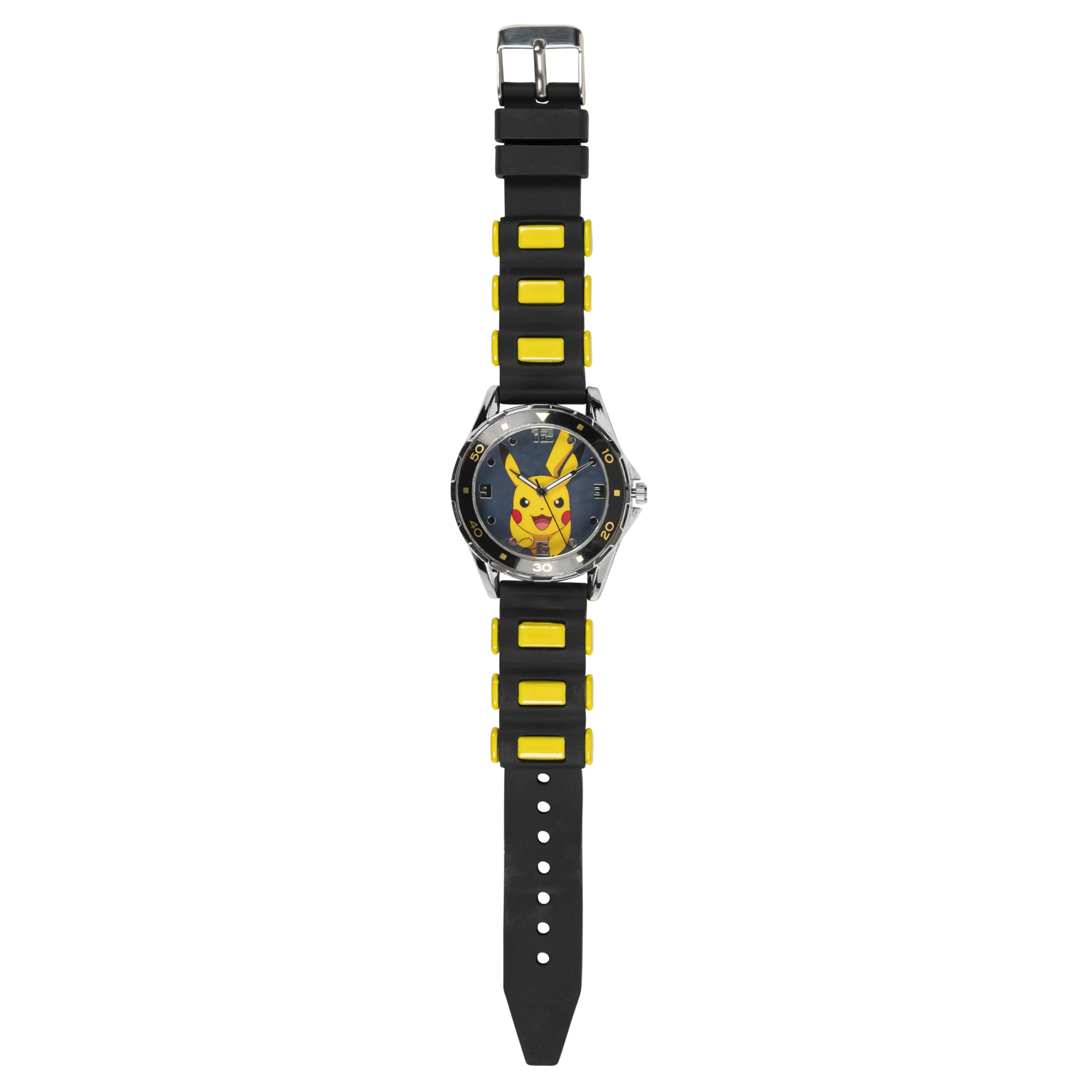 Accutime Kids Pokemon Pikachu Analog Quartz Wrist Watch with Black & Yellow Strap, Cool Inexpensive Gift & Party Favor for Boys,