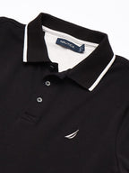 Nautica Men's Classic Fit Short Sleeve Dual Tipped Collar Polo Shirt, True black, 3X-Large