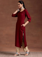 Libas WomenS Viscose Rayon Embellished Straight Kurta (29238O0R Red