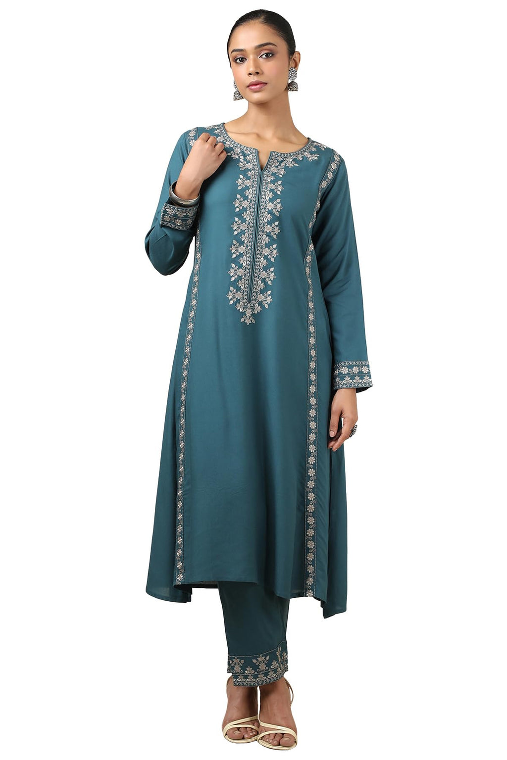 Soch Women Rayon Floral Print Kurta Set with Thread Work