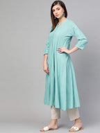 Idalia, Mandarin Collar, Chic Ethnic Look, Anarkali Dress, Anarkali Suit Dress, Cotton Kurta Set With 3/4 Sleeves, Knee-Length,