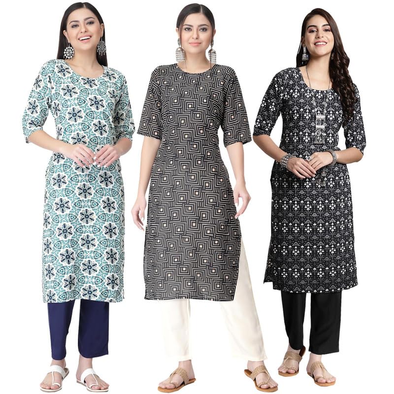 Pinkmint Womens Crepe Printed Regular Kurti (TS01_Multicolor6