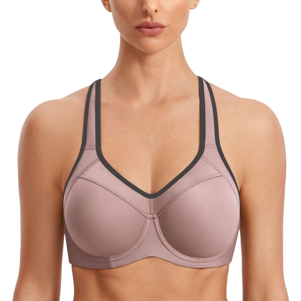 SYROKAN Womens Full Support Racerback Sports Bra, Brick, 40B 40