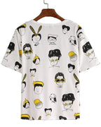 Juneberry White Cotton Round-Neck T-Shirt With Conversational Print For Women