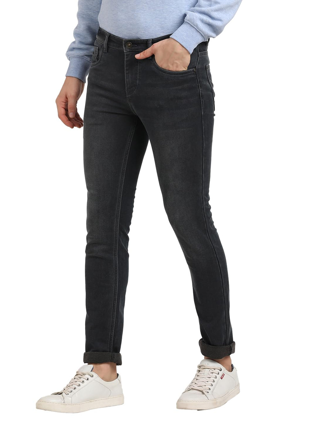 Turtle Men Cotton Stretch Narrow Fit Dark Grey Jeans