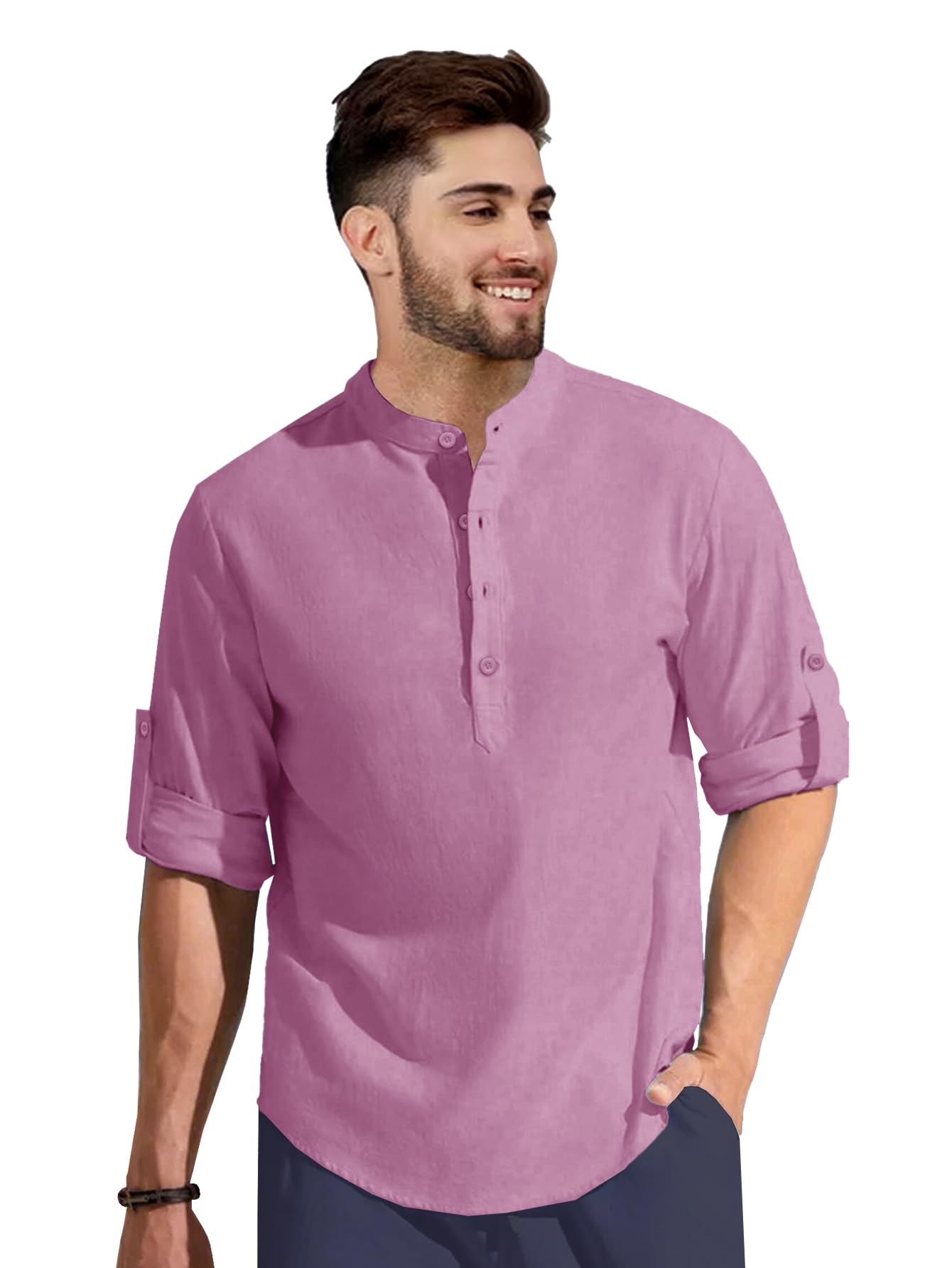 BE ACTIVE Mens Solid Linen Blend Short Kurta with Mandarin Collar || Short Kurta for Men Cotton || Stylish Short Kurta || Short