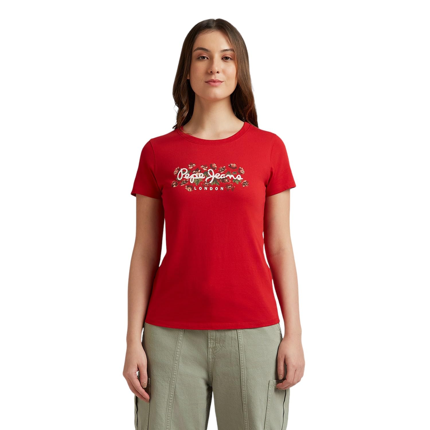 Pepe Jeans WomenS Regular Fit T-Shirt (Pl506086_Hot Red