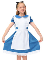 BesserBay Halloween Little Girls Costume Blue Peter Pan Collar Dress with White Apron 4 Years