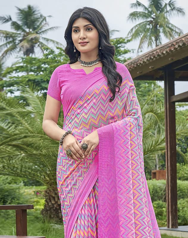 Satrani Womens Knit Pure Chiffon Saree