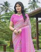 Satrani Womens Knit Pure Chiffon Saree