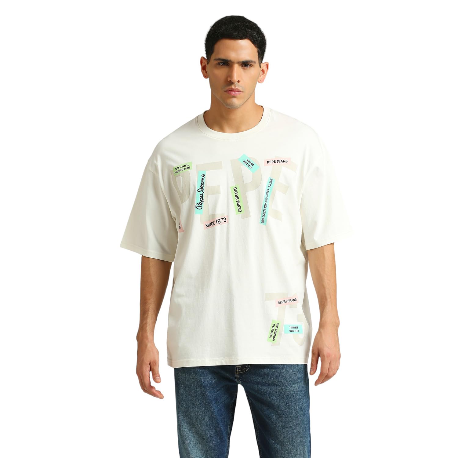 Pepe Jeans MenS Oversized Fit T-Shirt (Pm509582_Chalk White